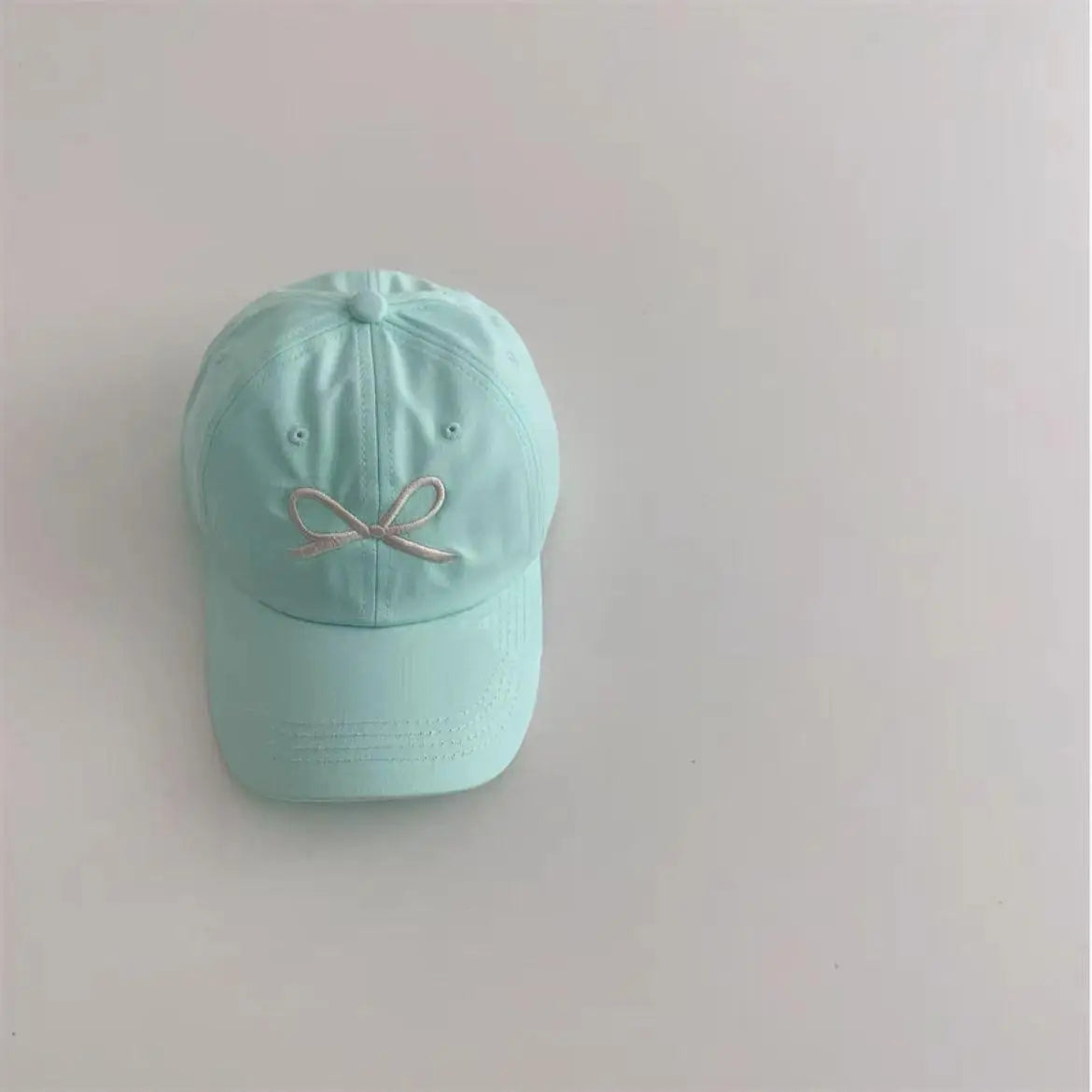 ベビー用帽子 Green / 48-53cm 2-8Year キッズ帽子 キャップ 野球帽 リボン刺繍 パステルカラー サマーハット【mh0006335】