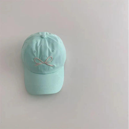 ベビー用帽子 Green / 48-53cm 2-8Year キッズ帽子 キャップ 野球帽 リボン刺繍 パステルカラー サマーハット【mh0006335】