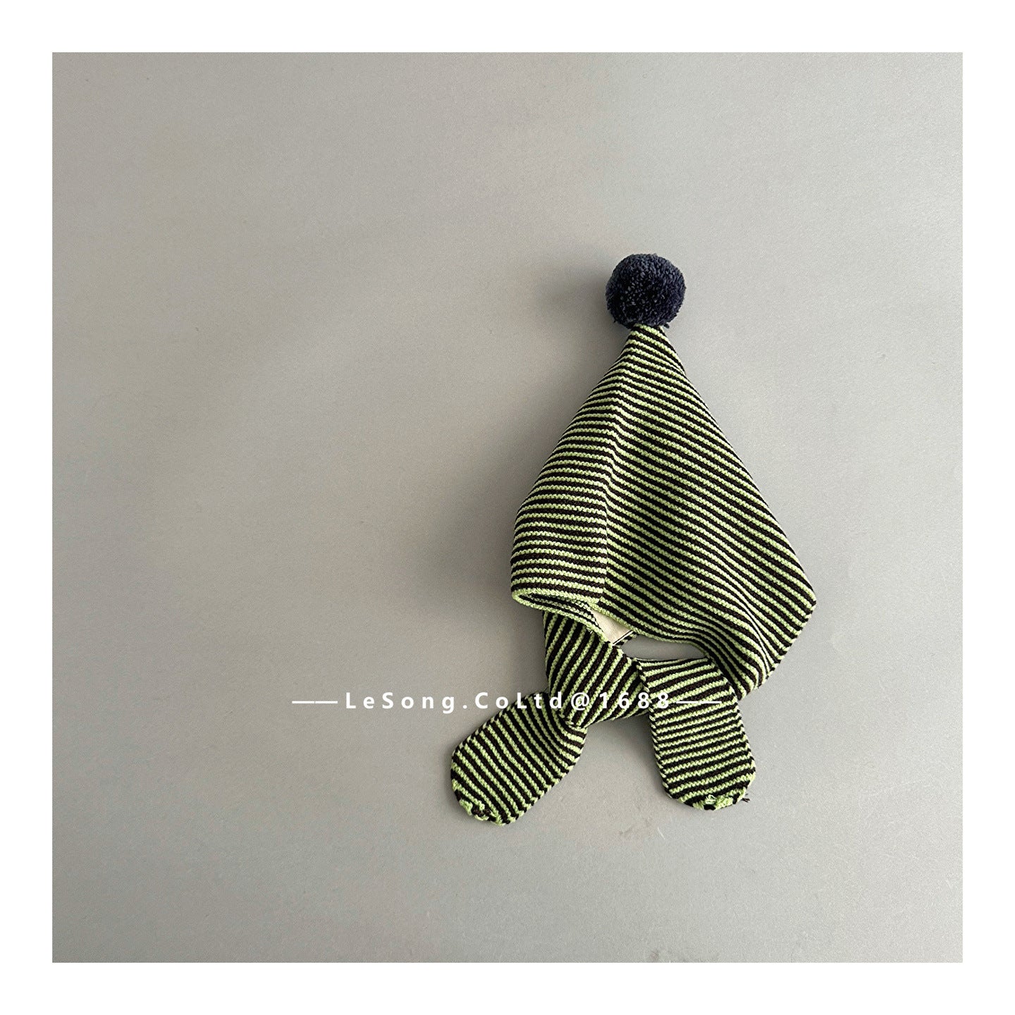 ベビー用帽子 Green / One Size キッズ帽子 ボーダー マフラードッキング ピクシーハット【mh0011804】