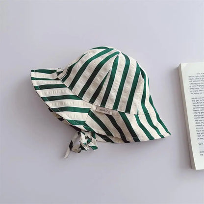 ベビー用帽子 green striped / 45-48cm ベビー帽子 バケットハット サマーハット 無地/ストライプ【mh0005078】