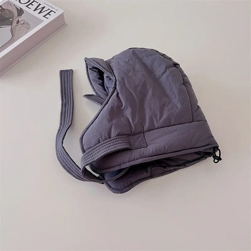 ベビー用帽子 grey / one size キッズ帽子 フード フーディ 帽子 防寒 耳当て 6カラー ユニセックス 男の子 女の子