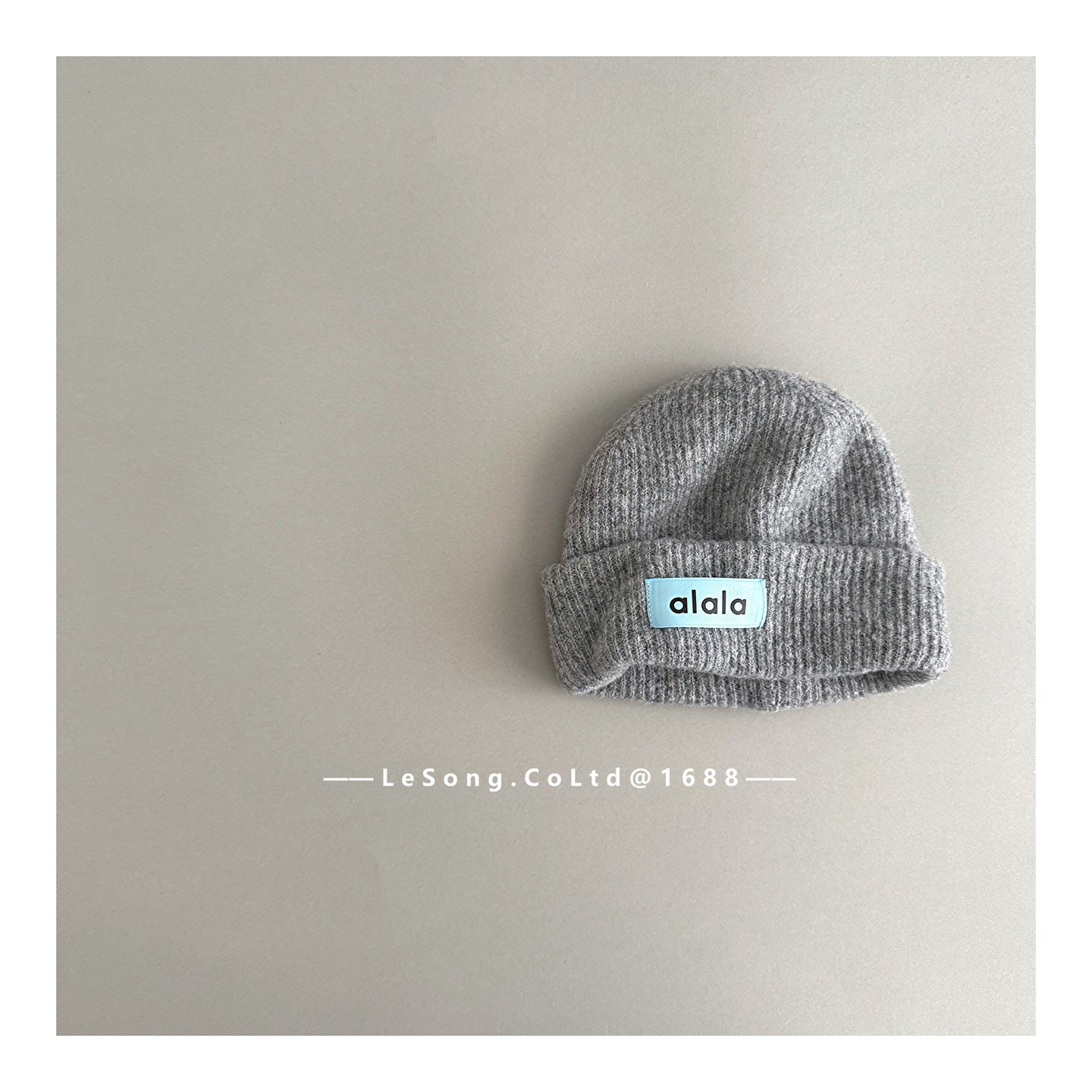 ベビー用帽子 Grey / One Size キッズ帽子 ロゴタグ ニットキャップ シンプル ビーニー【mh0011815】