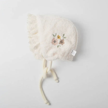 ベビー用帽子 hat / 0-6M 66cm ベビー帽子/マフラー フラワー刺繍ボアフリースボンネット/ネックウォーマーマフラー【mh0008632】