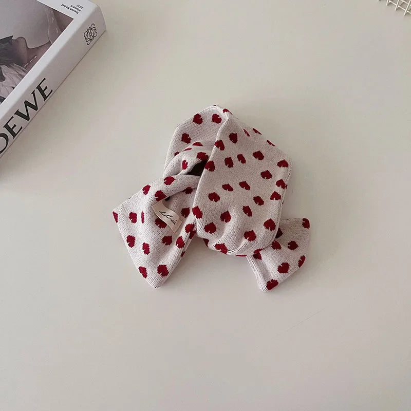 ネックウォーマー heart / One Size キッズマフラー ネックウォーマー ニットスカーフ 幾何学 レオパード 無地【mh0004137】