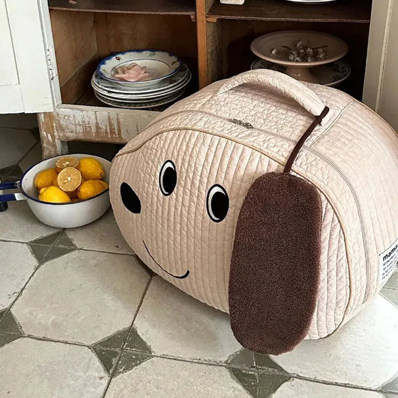 マザーズバッグ Khaki キルティングバッグ マザーズバッグ 犬ドッグ刺繍 ストレージ 収納 鞄 ままバッグ 3カラー【mh0004589】