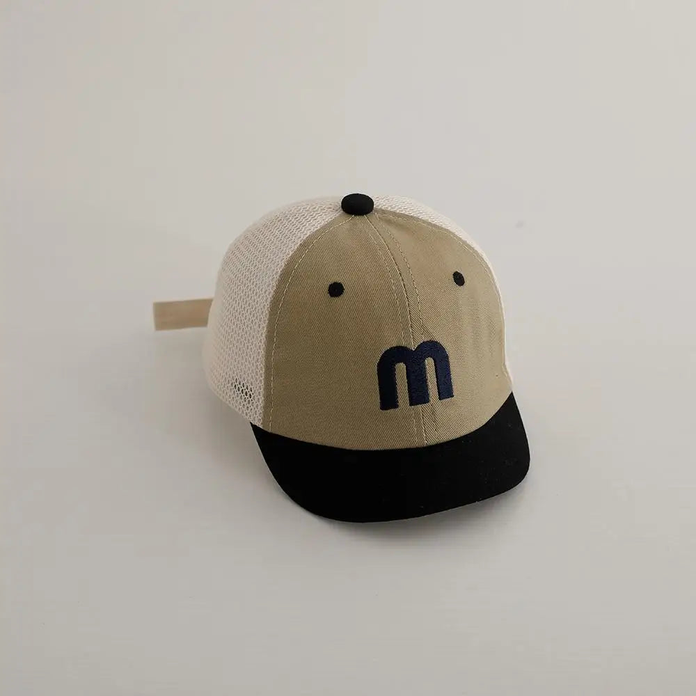ベビー用帽子 Khaki / 46-50cm ベビー帽子 メッシュキャップ 野球帽 アルファベット刺繍 サマーハット【mh0005592】