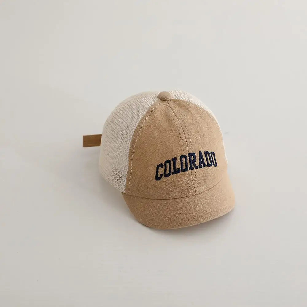 ベビー用帽子 Khaki / 46-50cm ベビー帽子 メッシュキャップ 野球帽 レターロゴ刺繍 サマーハット【mh0005594】