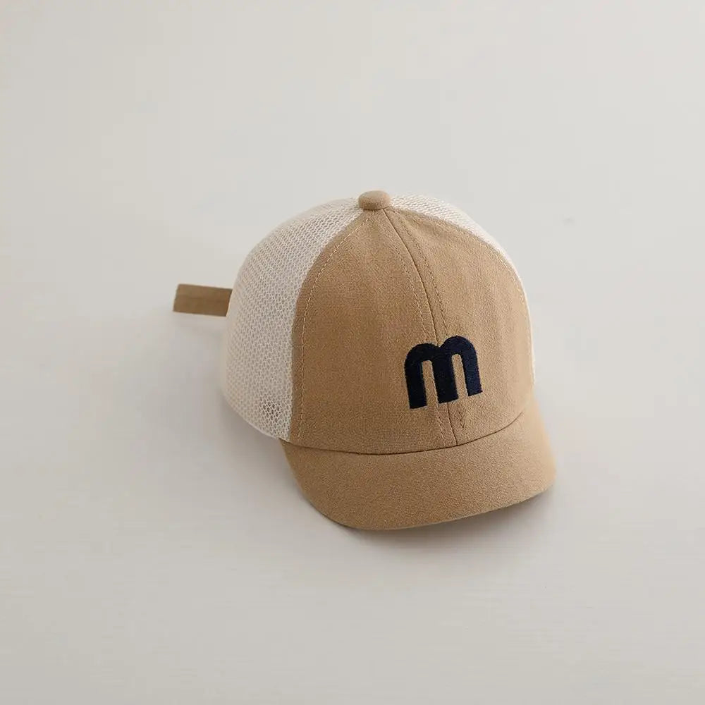 ベビー用帽子 Khaki / 46-50cm ベビー帽子 メッシュキャップ 野球帽 アルファベット刺繍 サマーハット【mh0005595】