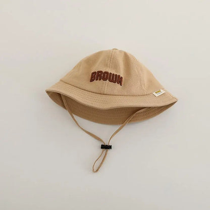 ベビー用帽子 khaki / 48-50cm キッズ帽子 バケットハット サファリハット レターロゴ刺繍【mh0005079】