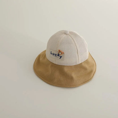 ベビー用帽子 khaki / 48-52cm / 取り寄せ（7〜30日） キッズ帽子 メッシュ バケットハット ベアくまタグ サマーハット