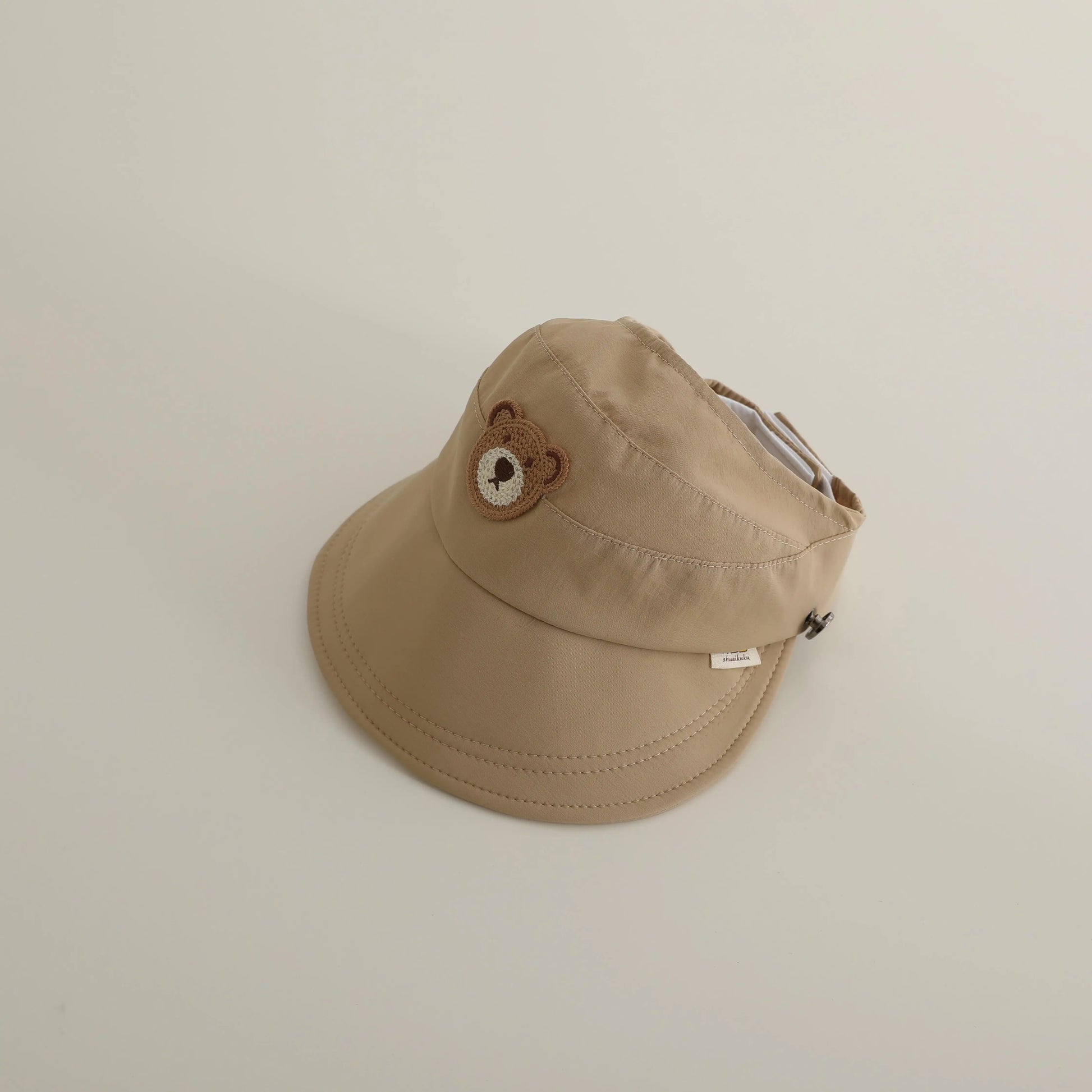 ベビー用帽子 khaki / 48-52cm / 取り寄せ（7〜30日） キッズ帽子 サンバイザー 日除け ベアくまワッペン サマーハット