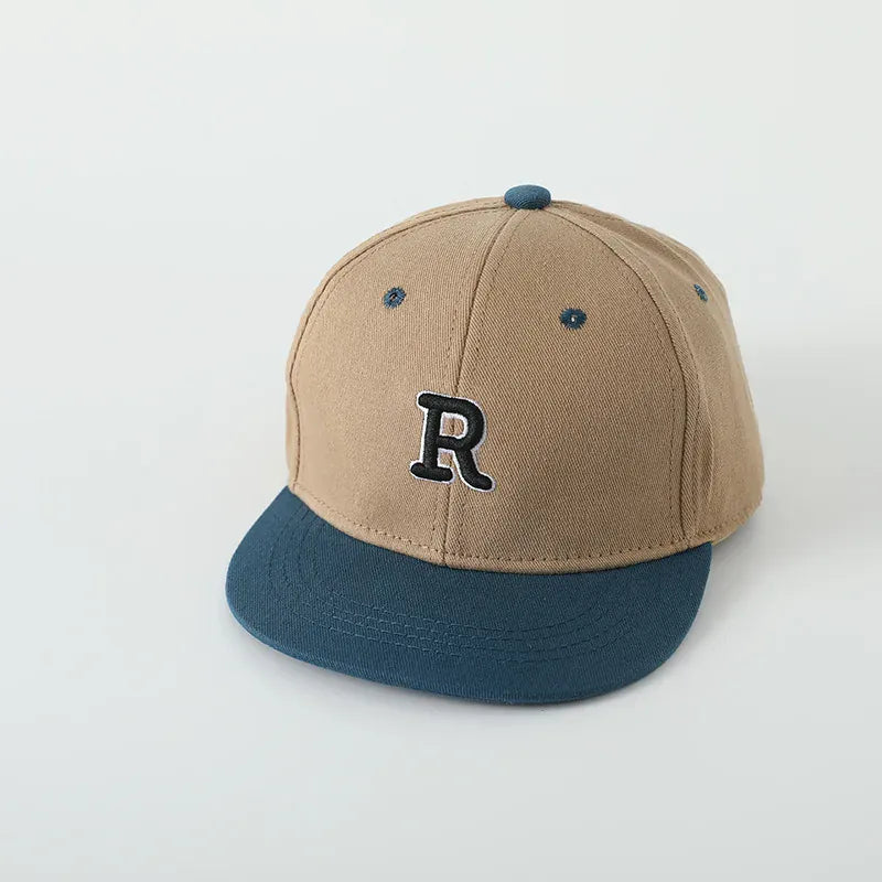 ベビー用帽子 khaki / 48-53cm キッズ帽子 キャップ 野球帽 レターロゴワッペン バイカラー 5カラー