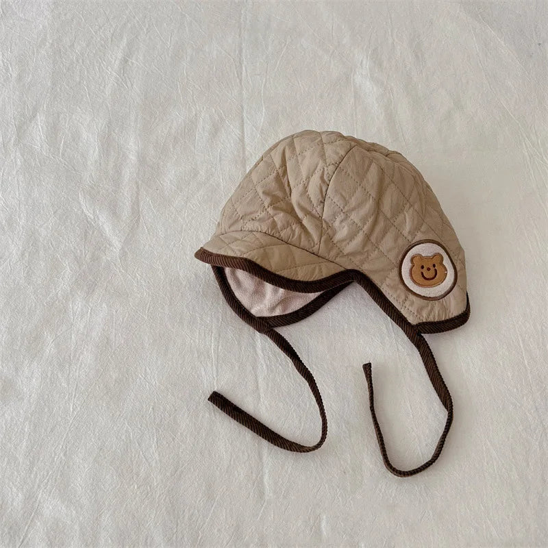 ベビー用帽子 Khaki / 50-52 cm ベビー帽子 耳当て付き帽子 防寒キャップ 裏フリース ボーイズ 男の子 子供服【mh0003403】