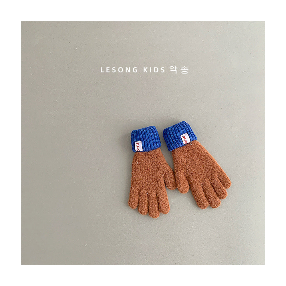 ベビーキッズその他アクセサリー Khaki Blue / One Size キッズ手袋 ミトン バイカラー カラフル グローブ【mh0011809】