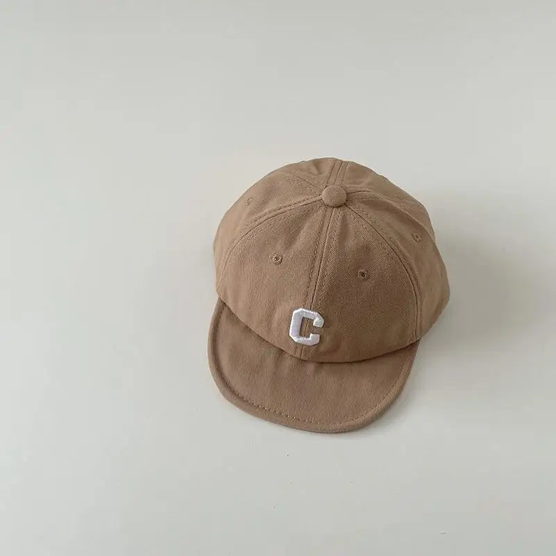 ベビー用帽子 khaki  C / 44-48cm ベビーキッズ帽子 キャップ 野球帽 ソフトブリム レターロゴワッペン サマーキャップ【mh0006328】