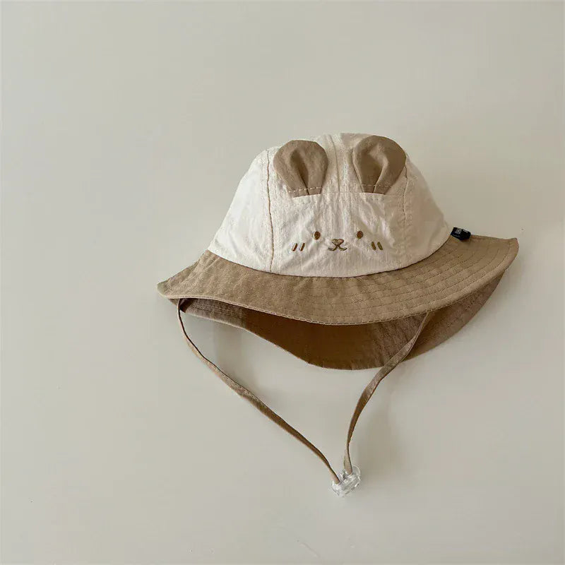 ベビー用帽子 khaki / Child 48-50cm ベビーキッズ帽子 耳付きバケットハット サファリハット 3カラー
