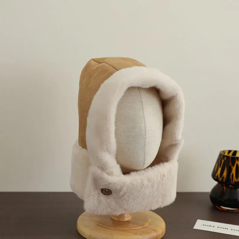 ベビー用帽子 Khaki / One Size キッズ帽子 フェイクムートンマフラードッキングフードキャップ【mh0007909】