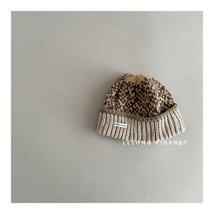 ベビー用帽子 Khaki / One Size キッズ ニット帽 ドーパミンカラー マルチカラー 総柄 ビーニー【mh0011600】