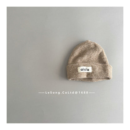 ベビー用帽子 Khaki / One Size キッズ帽子 ロゴタグ ニットキャップ シンプル ビーニー【mh0011815】