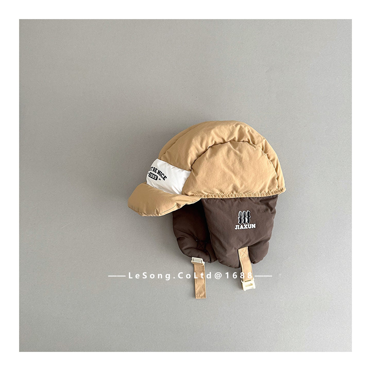 ベビー用帽子 Khaki / One Size キッズ帽子 耳当て付き 中綿 防寒 スキー帽 フライトハット【mh0011824】