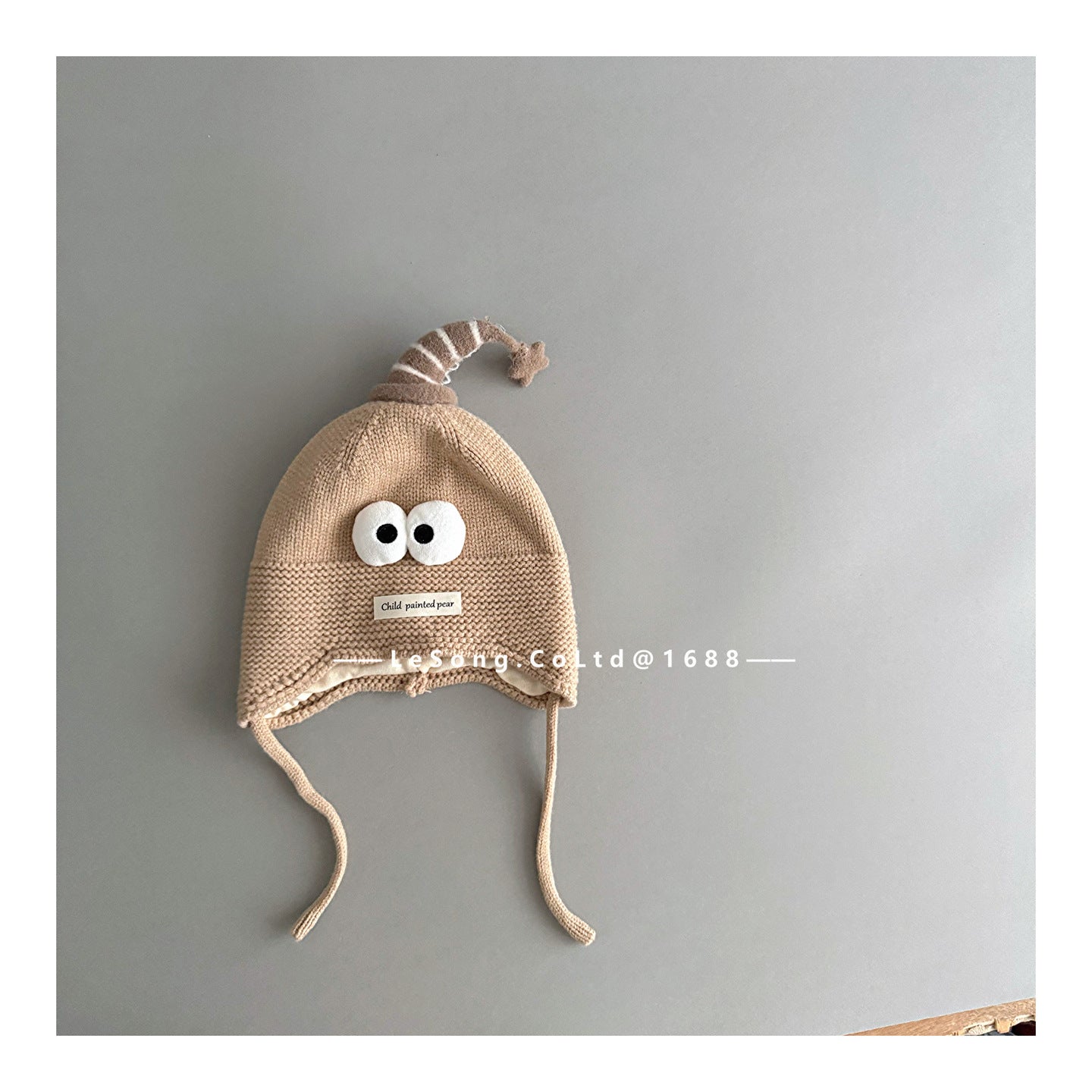 ベビー用帽子 Khaki / One Size ベビー帽子 アイボール 目玉ワッペン ニットキャップ【mh0011826】