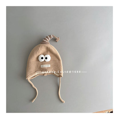 ベビー用帽子 Khaki / One Size ベビー帽子 アイボール 目玉ワッペン ニットキャップ【mh0011826】