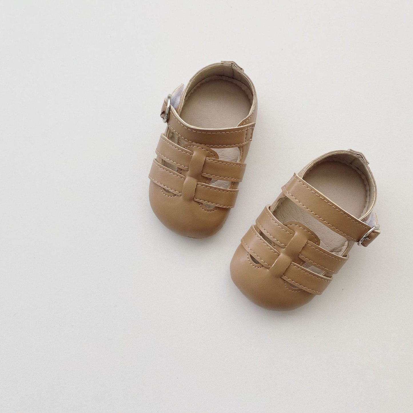 靴 Khaki / S Inner 11CM ベビー ソフト サンダル シューズ ファーストシューズ 靴 カーキ ブラック ホワイト ユニセックス 5755C