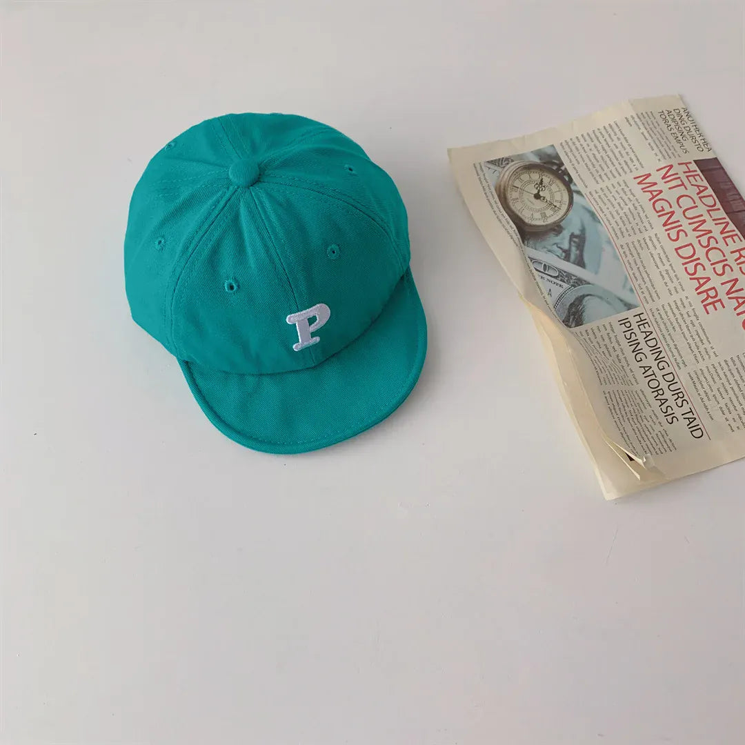 ベビー用帽子 lake blue  P / 44-48cm ベビー帽子 キャップ 野球帽 レターロゴ刺繍