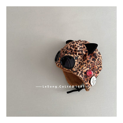 ベビー用帽子 Leopard / Child キッズ帽子 ねこ耳 サングラス フライトハット パイロットキャップ【mh0011811】