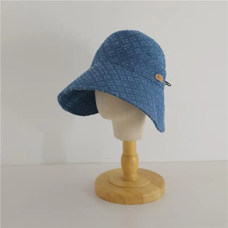 ベビー用帽子 light blue / 50-54cm / 取り寄せ（3〜14日） キッズ帽子 デニム つば広サンハット ボンネット レトロ帽子