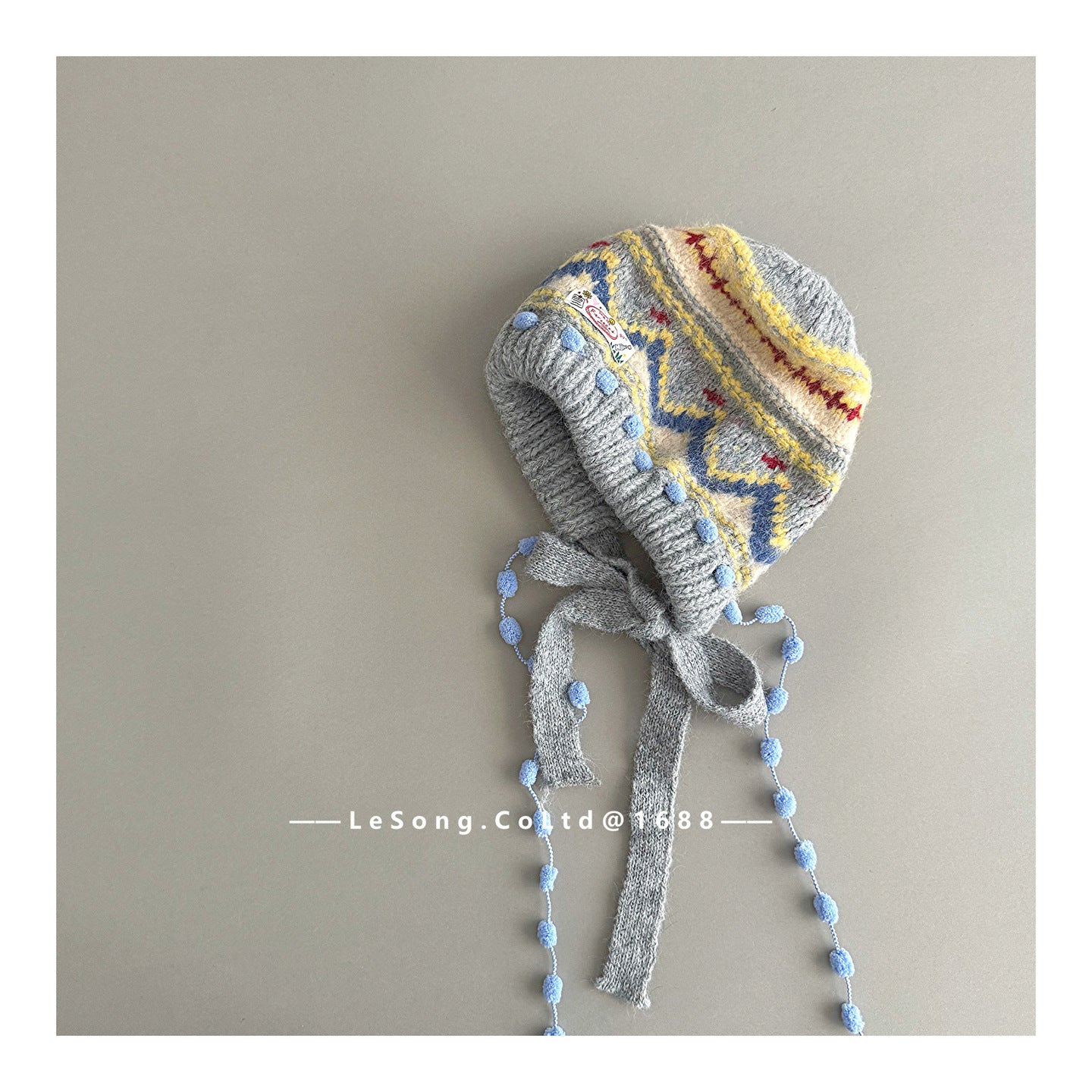 ベビー用帽子 Light Gray / Child キッズ帽子 ニット タッセル フェアアイル ニットキャップ【mh0011807】