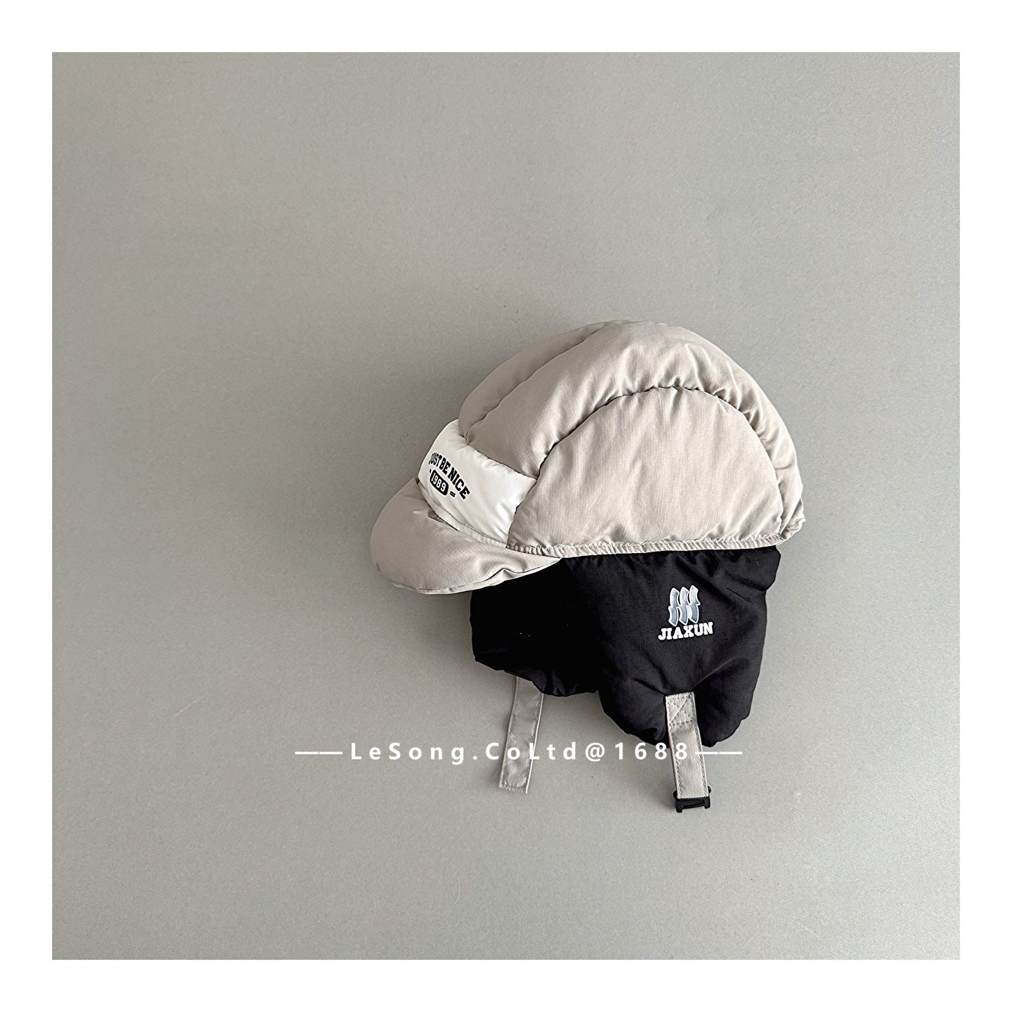 ベビー用帽子 Light Gray / One Size キッズ帽子 耳当て付き 中綿 防寒 スキー帽 フライトハット【mh0011824】