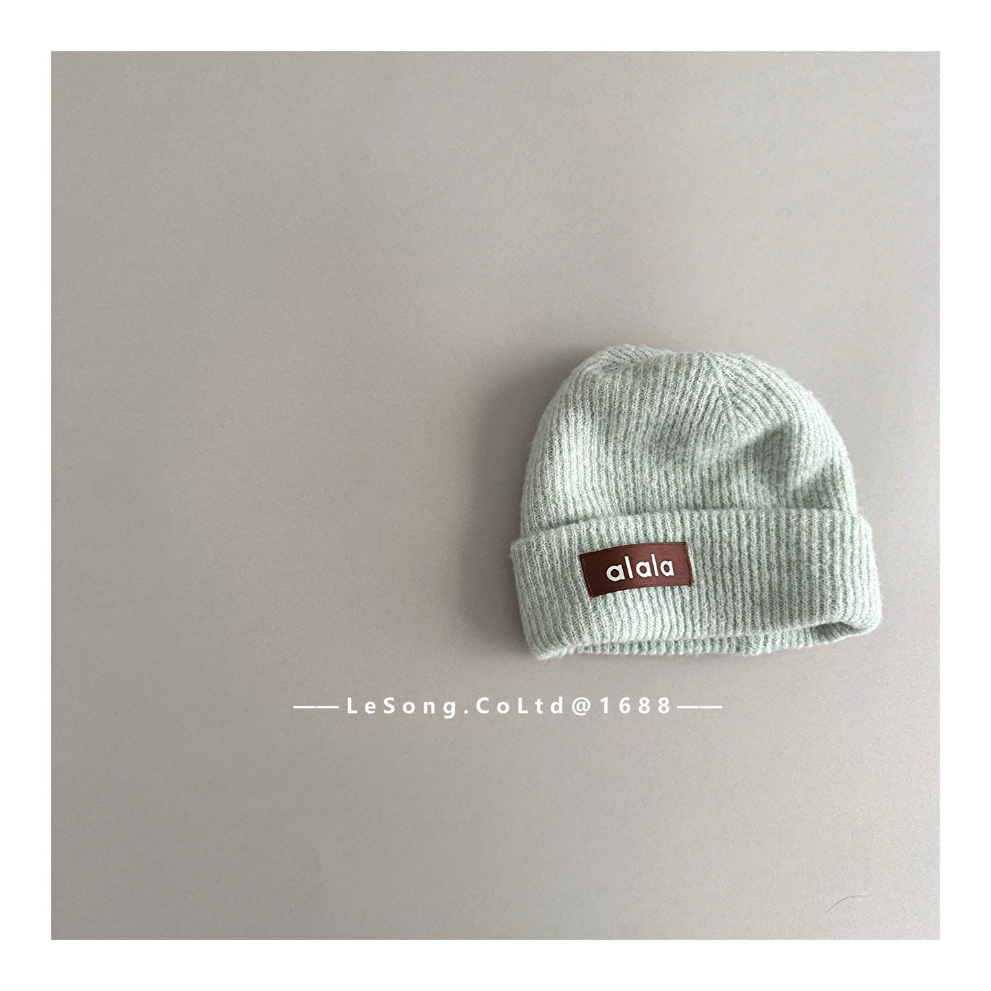 ベビー用帽子 Light Green / One Size キッズ帽子 ロゴタグ ニットキャップ シンプル ビーニー【mh0011815】