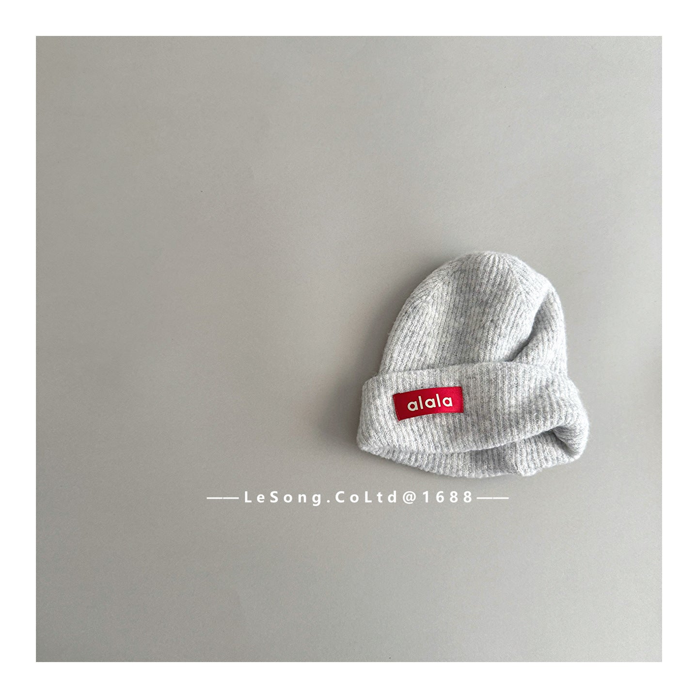 ベビー用帽子 Light Grey / One Size キッズ帽子 ロゴタグ ニットキャップ シンプル ビーニー【mh0011815】