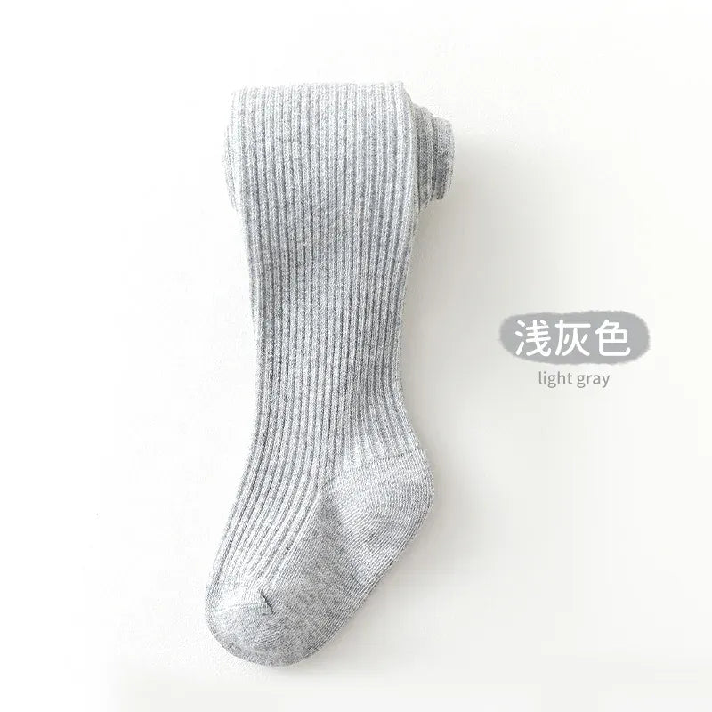 ベビー用靴下・タイツ Light Grey / S 0-1Y ベビーキッズタイツ リブ編みシンプルロングソックス【mh0007605】