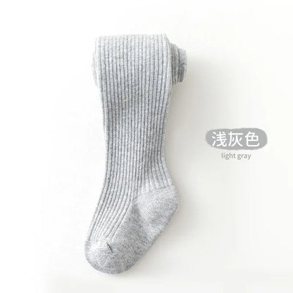 ベビー用靴下・タイツ Light Grey / S 0-1Y ベビーキッズタイツ リブ編みシンプルロングソックス【mh0007605】