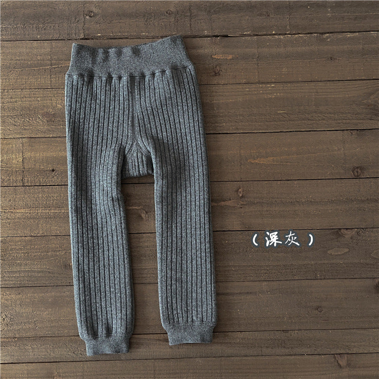 ベビー用靴下・タイツ Light Grey / S 1-2Y キッズレギンスパンツ リブニットタイツ レギパン 裏フリース 6カラー【mh0003428】キッズレギンスパンツ リブニットタイツ レギパン 裏フリース 6カラー