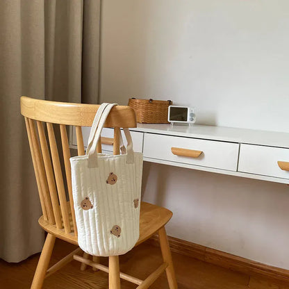 マザーズバッグ キルティングバック 刺繍 バケツバック トートバッグ ママバッグ くま オリーブ チューリップ 鞄【mh0000164】