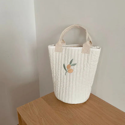 マザーズバッグ キルティングバック 刺繍 バケツバック トートバッグ ママバッグ くま オリーブ チューリップ 鞄【mh0000164】