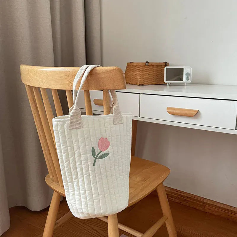 マザーズバッグ キルティングバック 刺繍 バケツバック トートバッグ ママバッグ くま オリーブ チューリップ 鞄【mh0000164】