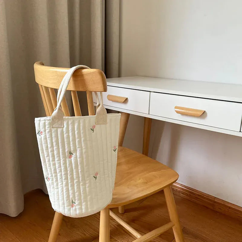 マザーズバッグ キルティングバック 刺繍 バケツバック トートバッグ ママバッグ くま オリーブ チューリップ 鞄【mh0000164】