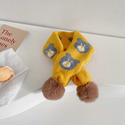 ネックウォーマー キッズ くま ぽんぽん付き マフラー【mh0000371】