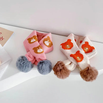 ネックウォーマー キッズ くま ぽんぽん付き マフラー【mh0000371】