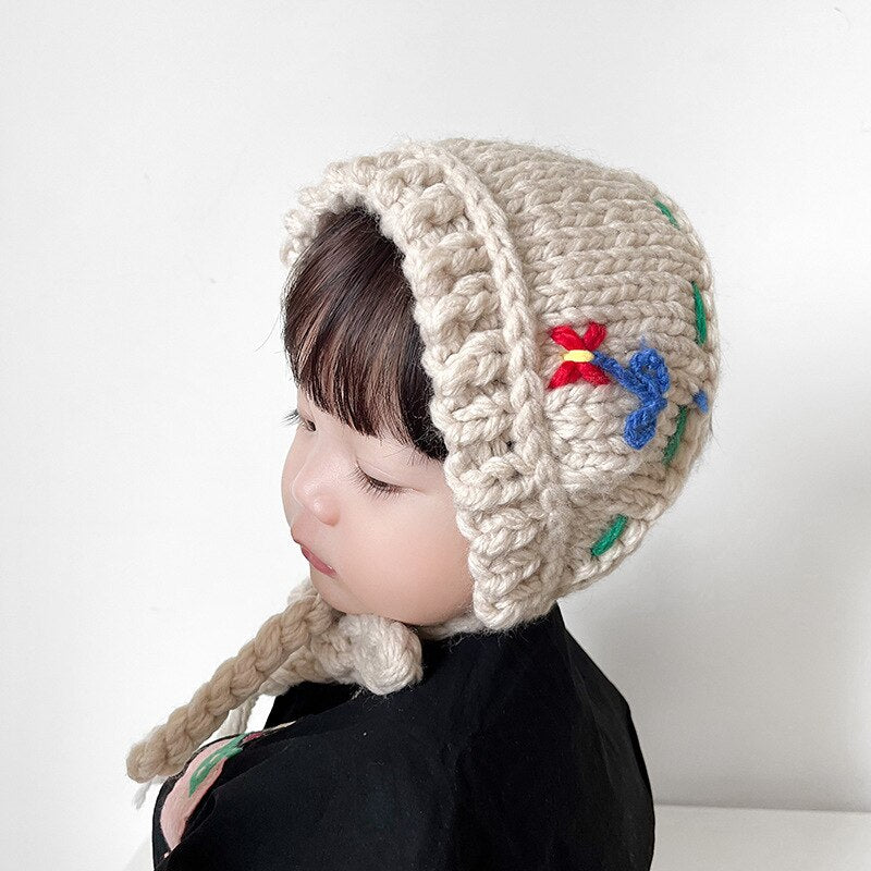 ヘアアクセサリー ベビー キッズ ニット フラワー 刺繍 ヘアバンド ヘッドバンド ヘッドドレス ガールズ【mh0002431】