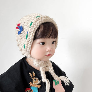 ヘアアクセサリー ベビー キッズ ニット フラワー 刺繍 ヘアバンド ヘッドバンド ヘッドドレス ガールズ【mh0002431】