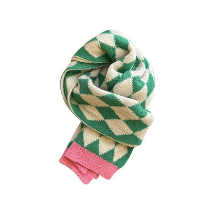 ネックウォーマー キッズ ダイヤチェック ニット マフラー スカーフ【mh0003015】