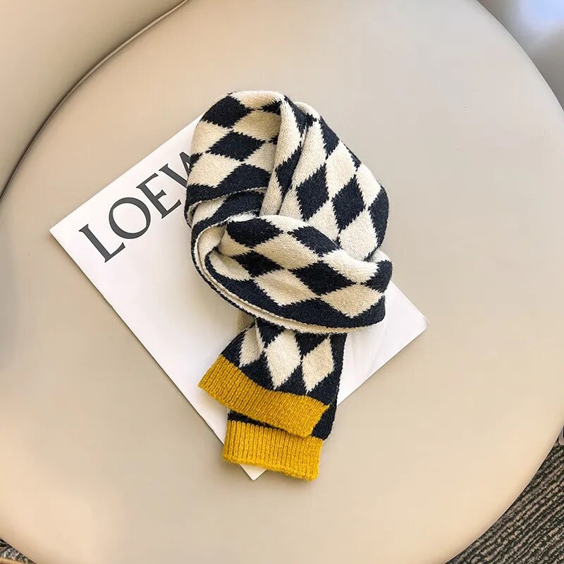 ネックウォーマー キッズ ダイヤチェック ニット マフラー スカーフ【mh0003015】