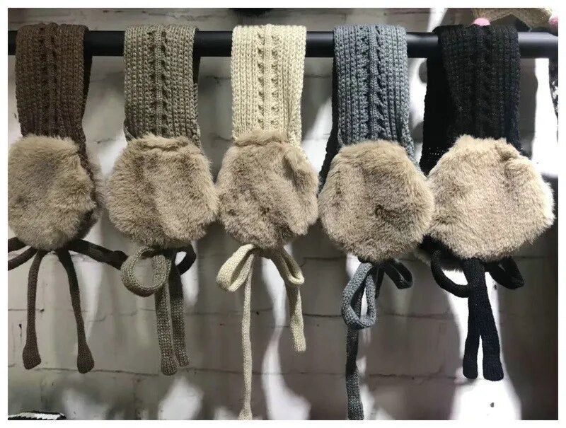 ネックウォーマー キッズイヤーマフ ファー ニット マフラー  ガールズ 女の子 子供服【mh0003098】