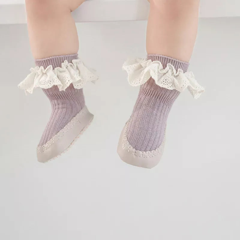ベビー用靴下・タイツ ベビー フリル レース ソックス ルームシューズ 靴 室内ばき【mh0003507】