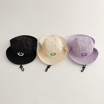 ベビー用帽子 キッズ帽子 サマーハット サファリハット フィッシャーマンハット スマイル刺繍ワンポイント【mh0005872】